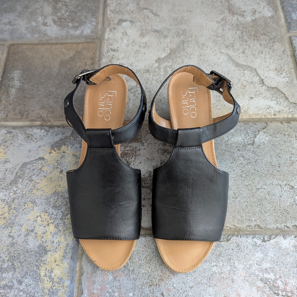 Franco Sarto Women's Danika Wedge Black Sandals Size 7